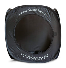 Feline Ruff Home Sweet Home Cat Cube side entrance highlights two-door access.