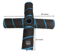 Feline Ruff 4-Way Cat Tunnel crinkle middle keeps sections aligned during play.