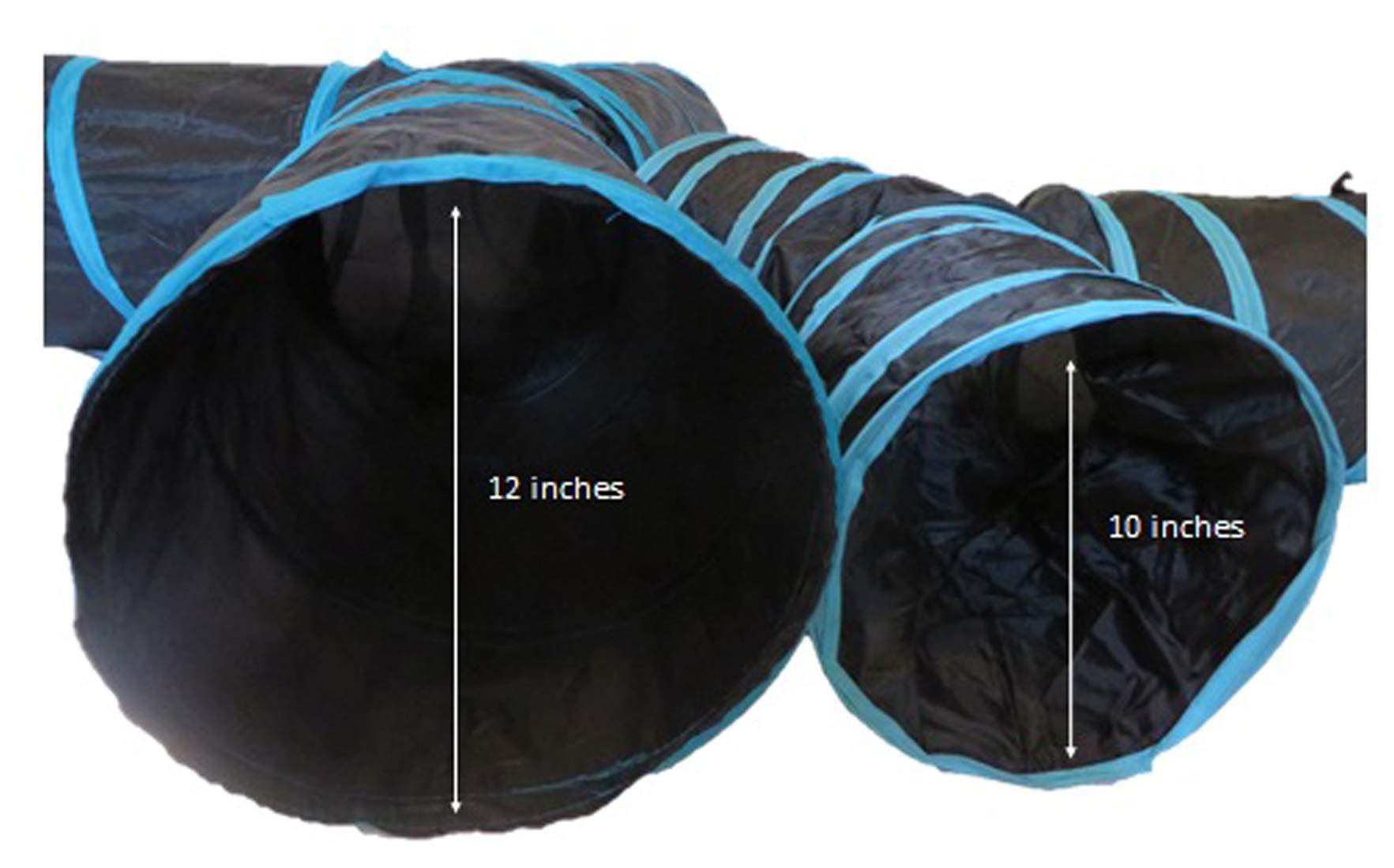 Feline Ruff 4-Way Cat Tunnel collapses to frisbee-size for easy portability.