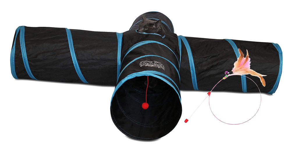 Feline Ruff Premium 4-Way Cat Tunnel with 12-Inch wide diameter for big-cat play.