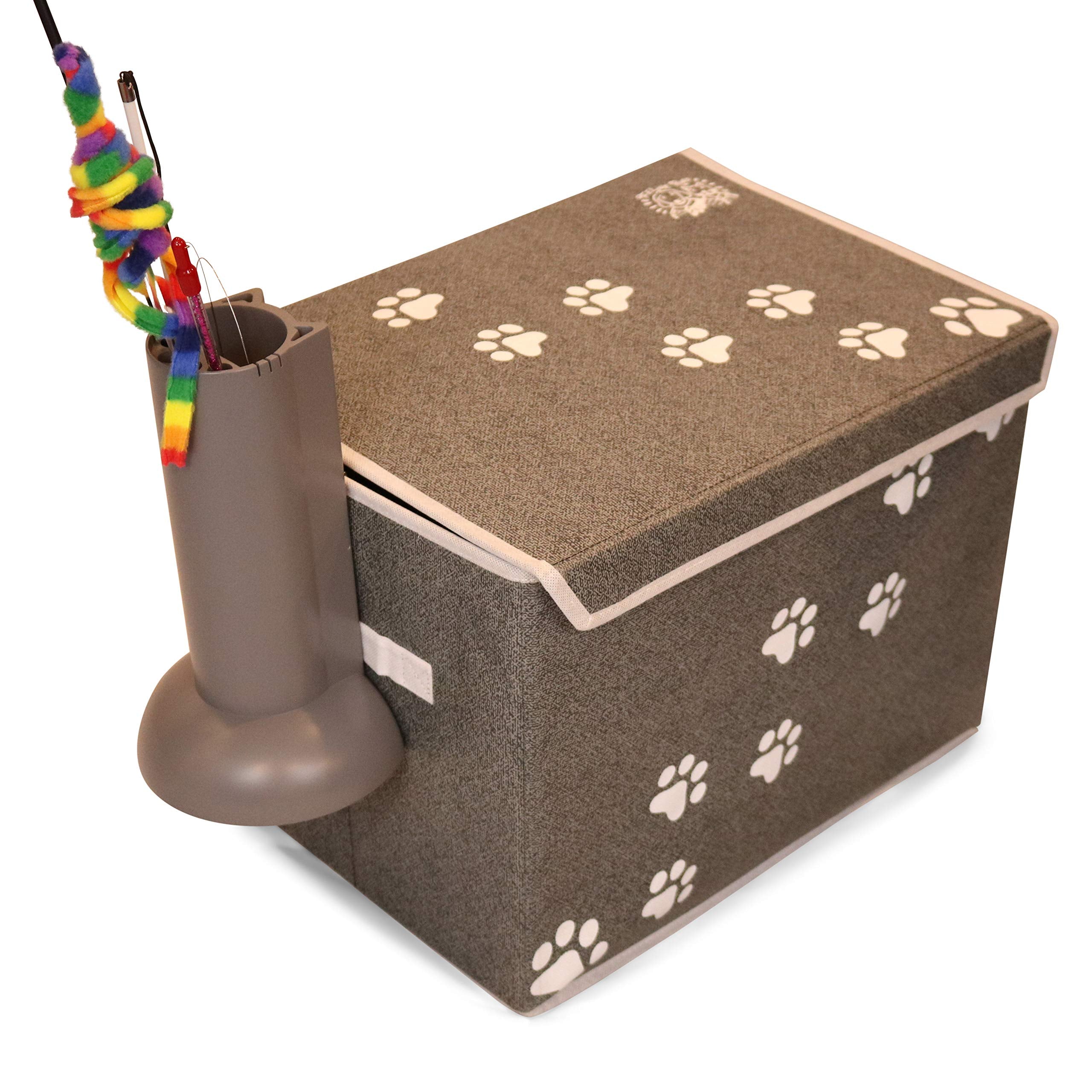Feline Ruff wand holder open half section for overflow toys.