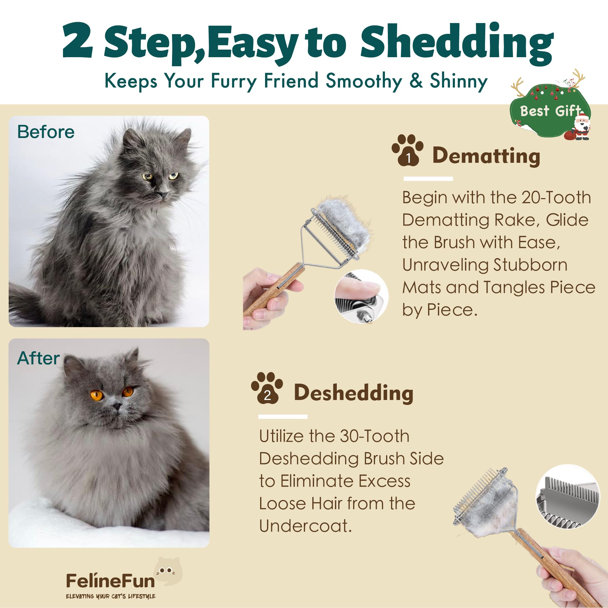 FelineFun cat brush ideal for long-haired cats helping tackle tangles.