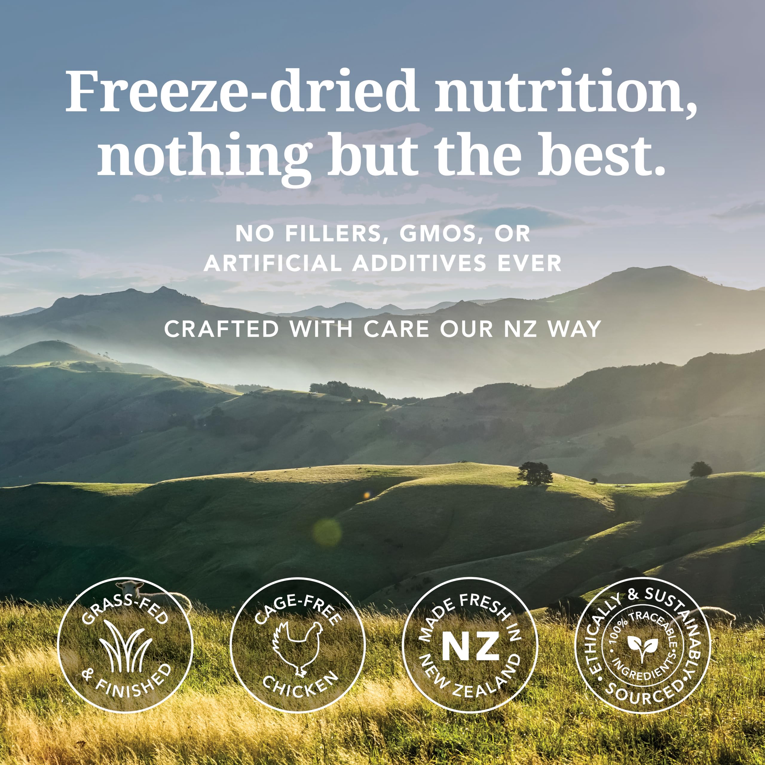 Feline Natural grain-free kibble image highlights absence of grains in recipe