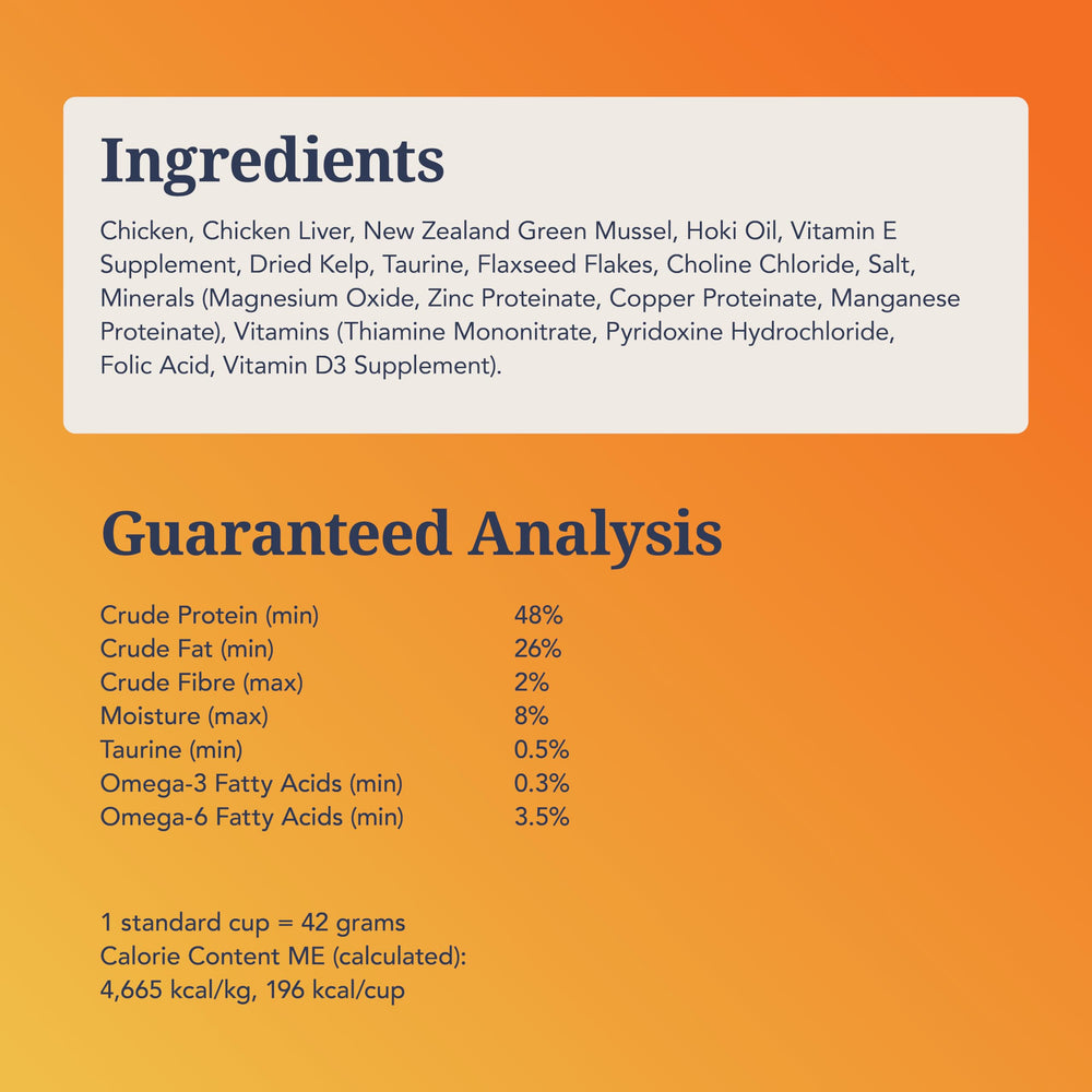 Feline Natural taurine-rich nutrition emphasizes bioavailable protein for cat vitality