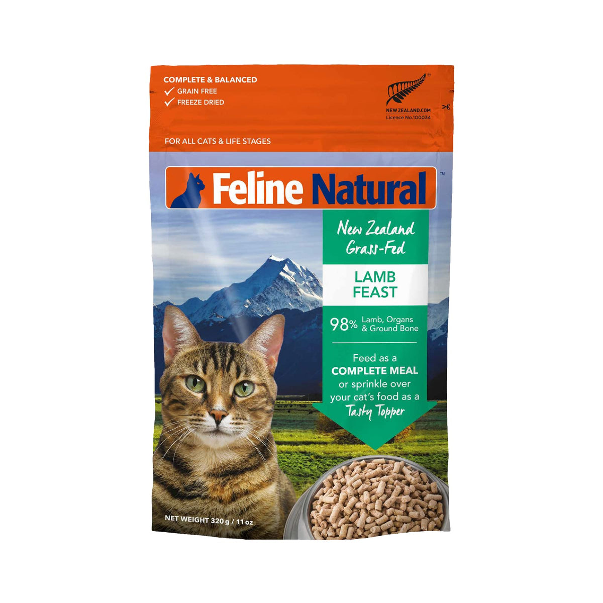 Feline Natural high-protein lamb bites support lean mass in cats.