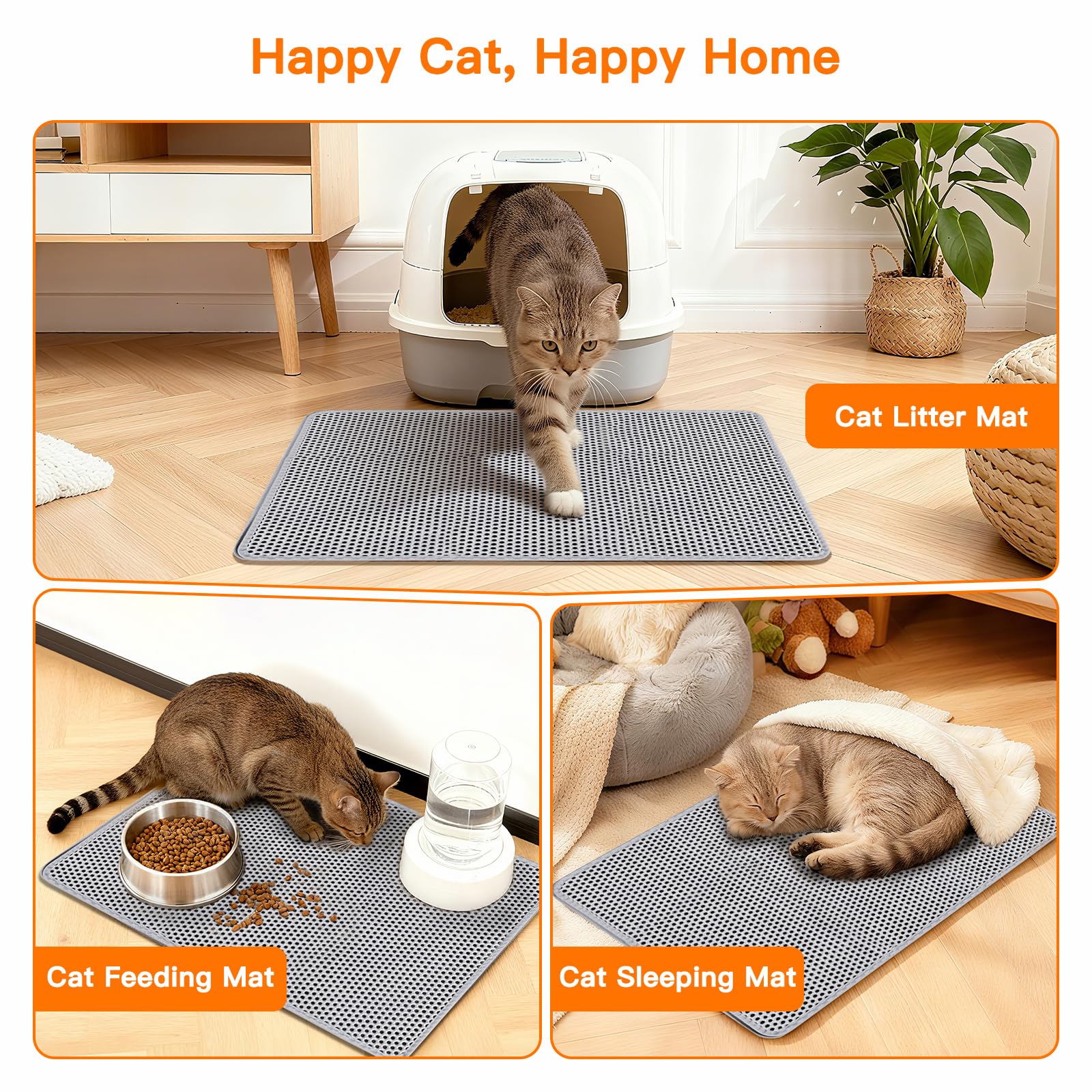 Feliskyn cat litter mat non-slip bottom stays in place for safer use