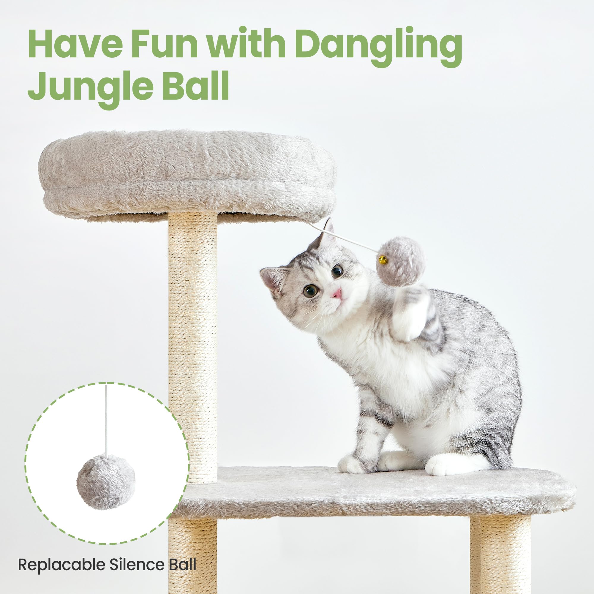 Feliskyn cat tree scratching post hammock provides safe clawing and relaxing hangs.
