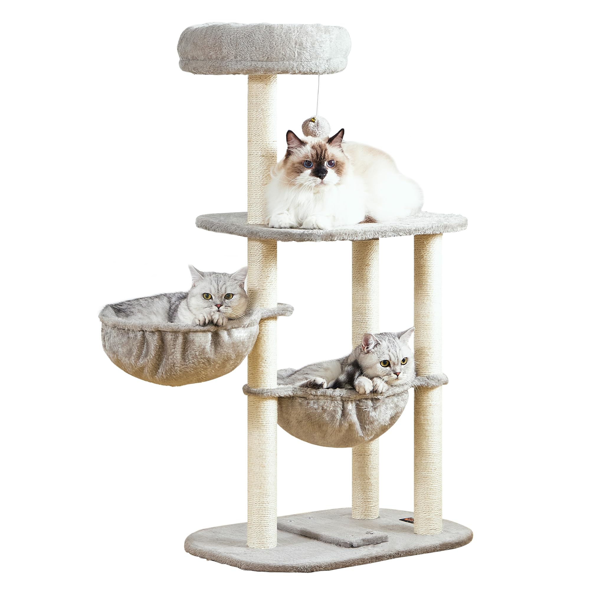 Feliskyn grey-beige cat play tree blends with decor while inviting daytime naps.