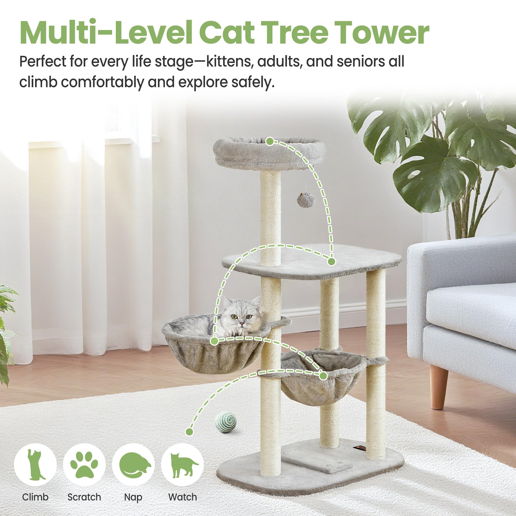 Feliskyn indoor cat climbing gym showcases multi-level design for playful exploration.
