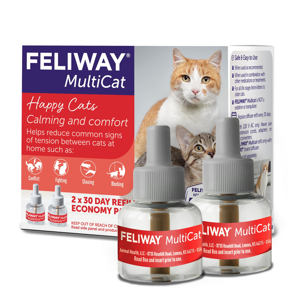 FELIWAY Multicat Diffuser Refill front-pack view for a calmer multi-cat home