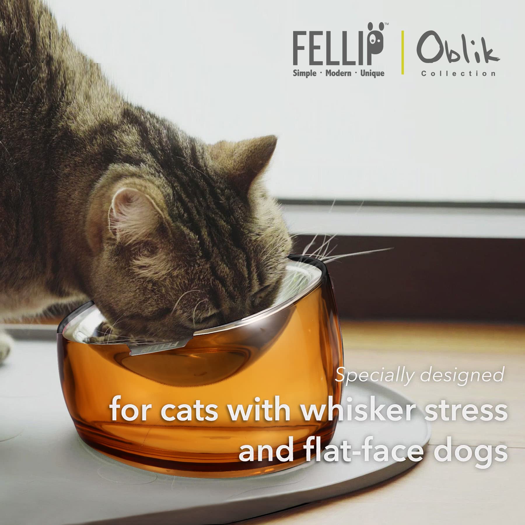 Felli Oblik bowl top view highlights 15 degree tilt and elevated height
