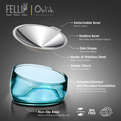 Felli Oblik elevated bowl 15° tilt—promotes natural feeding posture.
