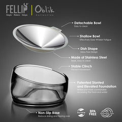 Felli Oblik under-bowl storage keeps raw meals fresher with ice or pads