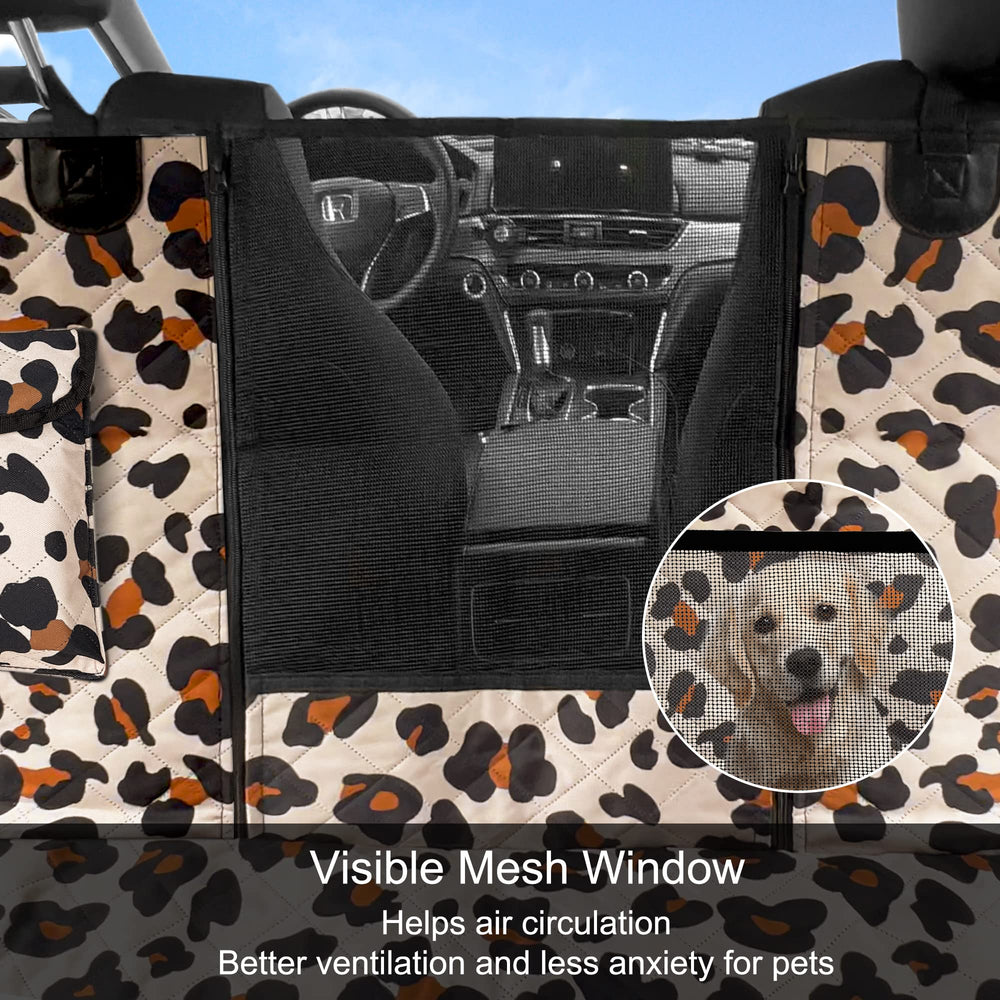 Femuar dog seat cover pockets store treats, toys, and waste bags neatly.