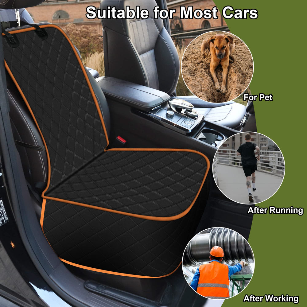 Femuar dog seat cover nonslip backing holds in place for secure rides.