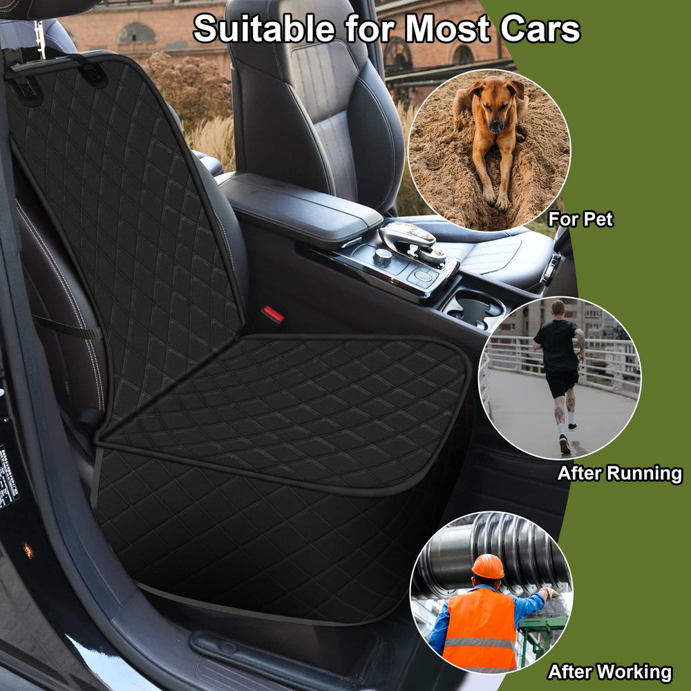 Femuar front-seat cover with nonslip anchors keeps your dog stable on drives.