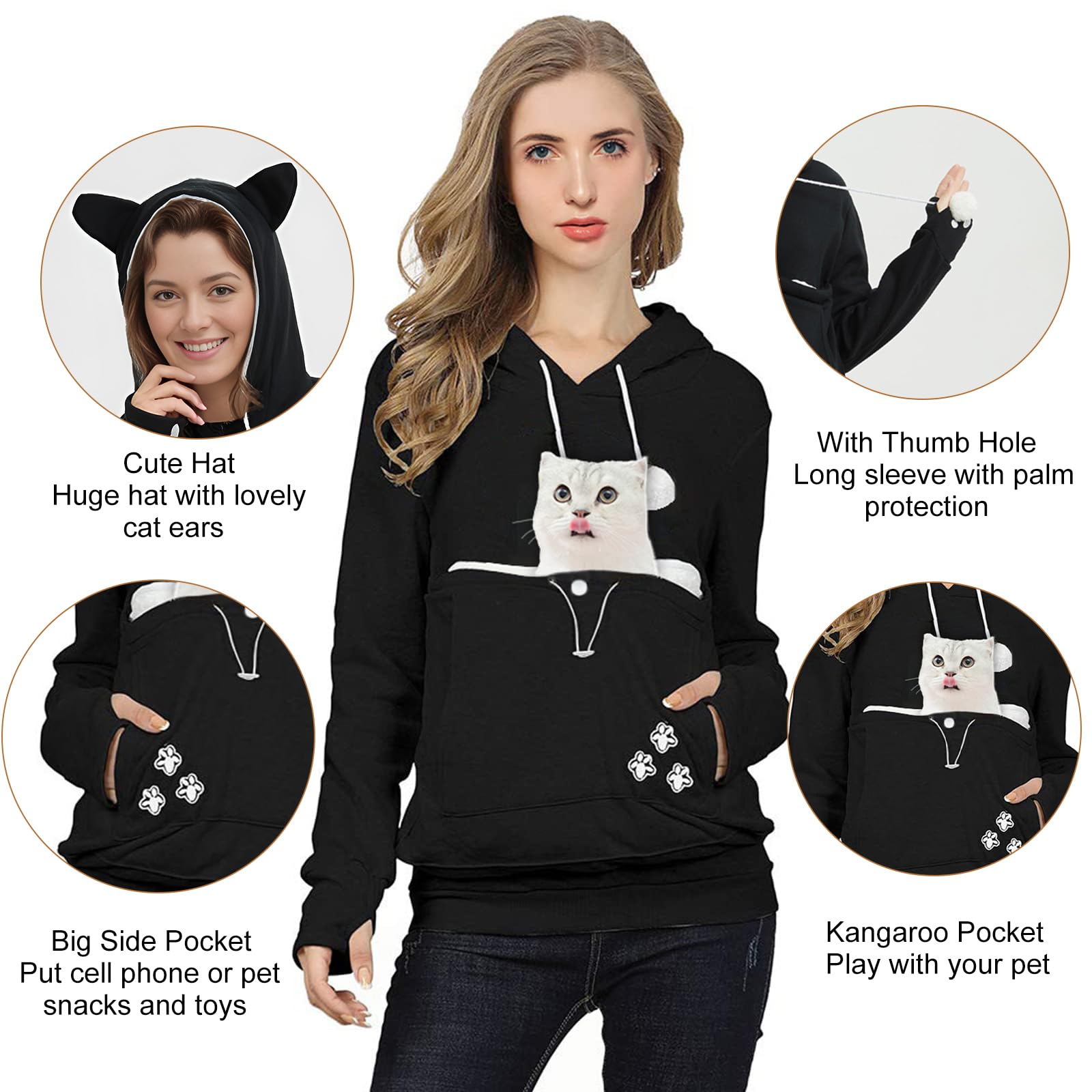 Fenben Cat ears detail on hoodie adds playful, eye-catching design