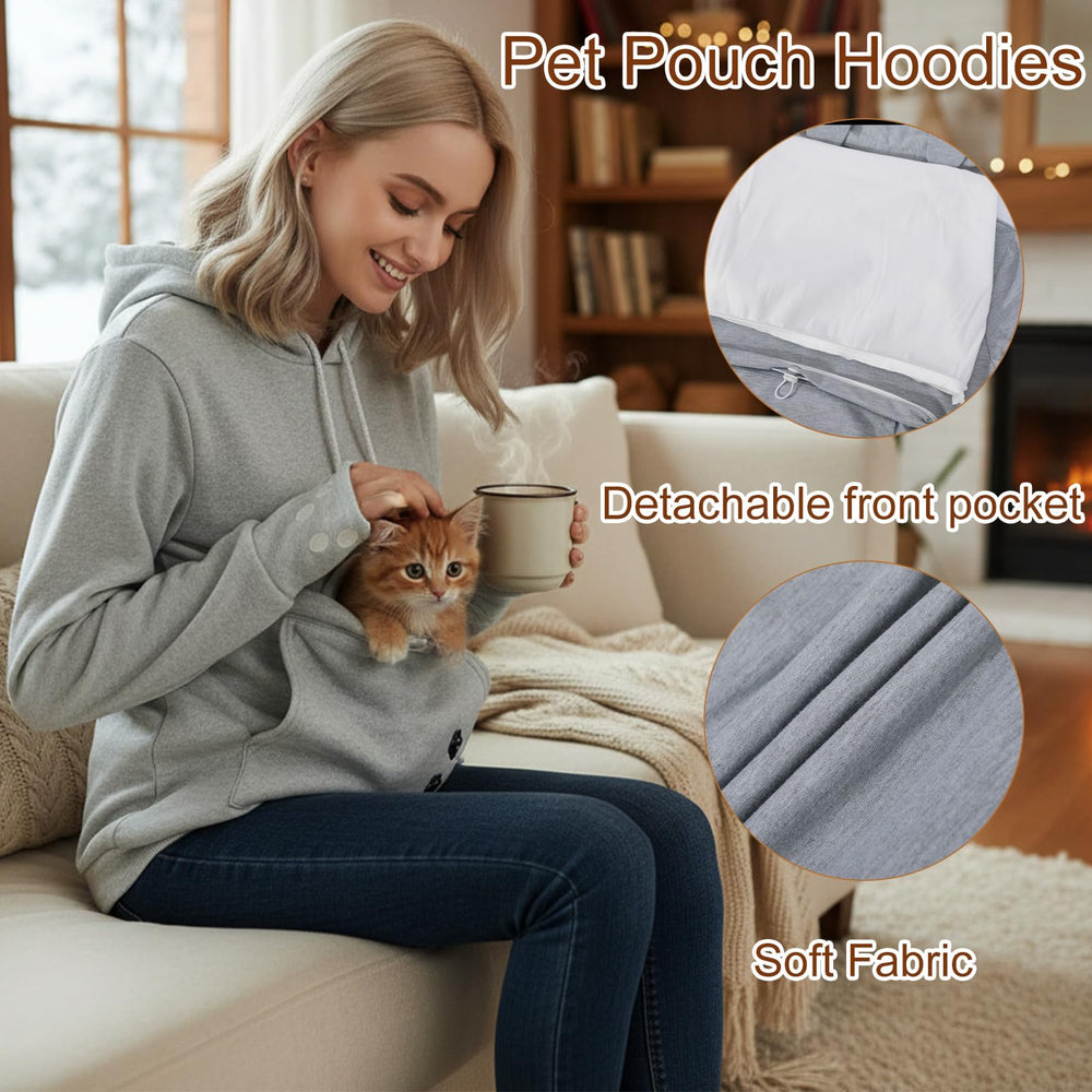 Fenben Women's Pet Carrier Hoodie pouch close-up highlighting roomy pocket for small dogs or kittens
