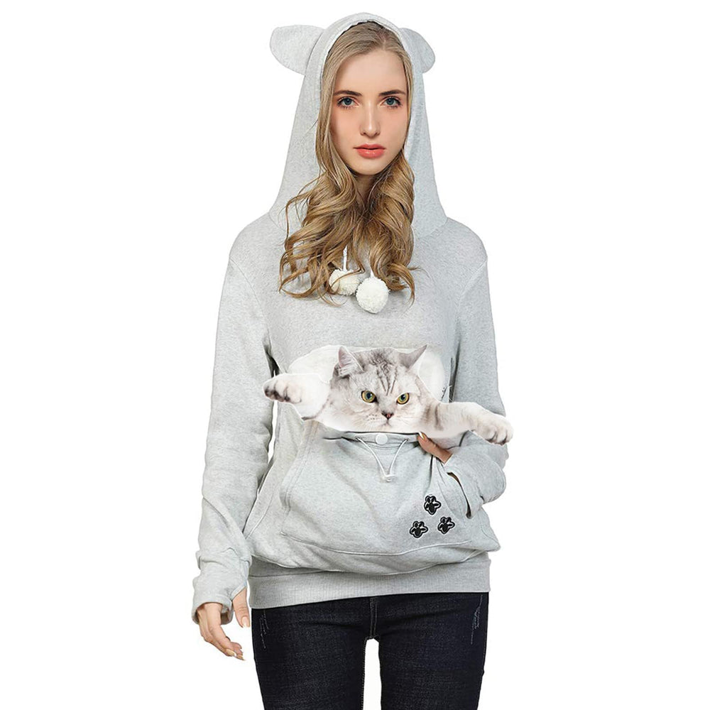 Fenben Grey hoodie styled for year-round wear with pet-carrying practicality