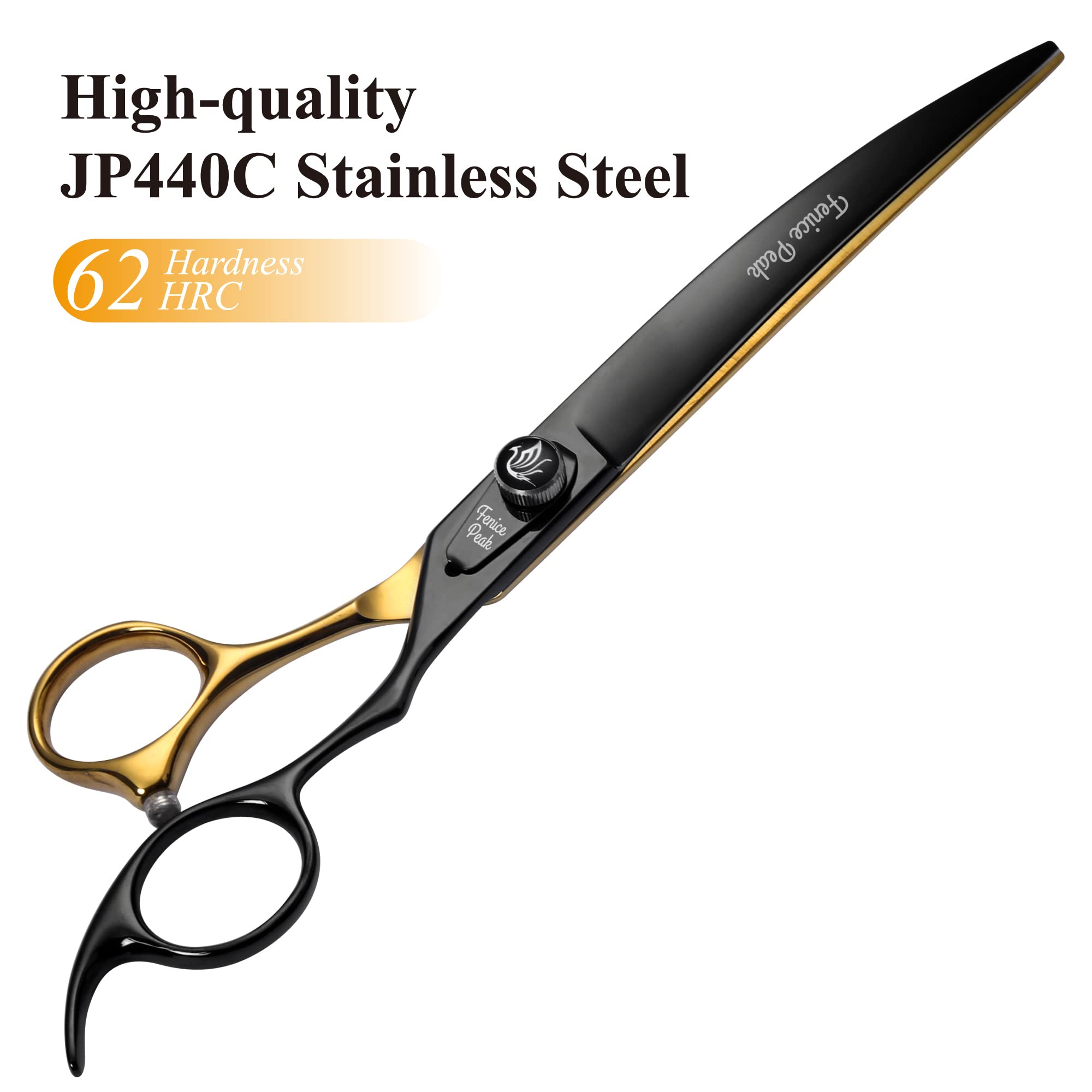 Fenice Peak 7-inch chunker dog scissors — clean, defined fur segments.