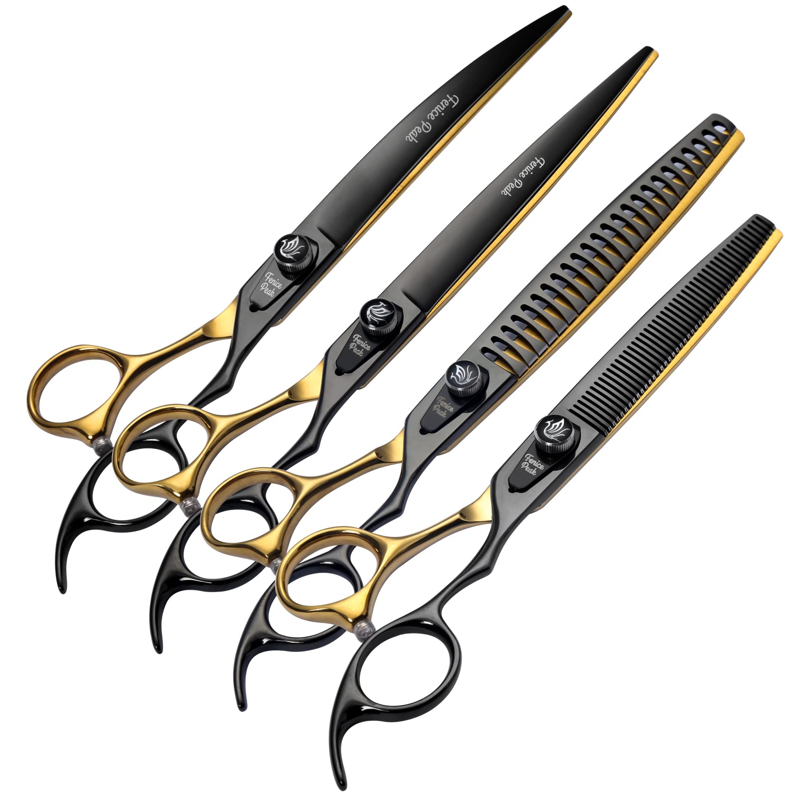 Fenice Peak 7-inch straight dog scissors — precise trimming for thick fur.