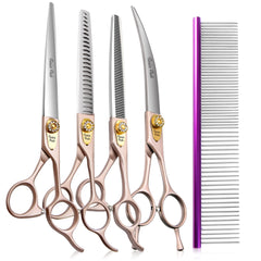 Fenice Peak 7'' rose-gold grooming set overview for versatile pet styling