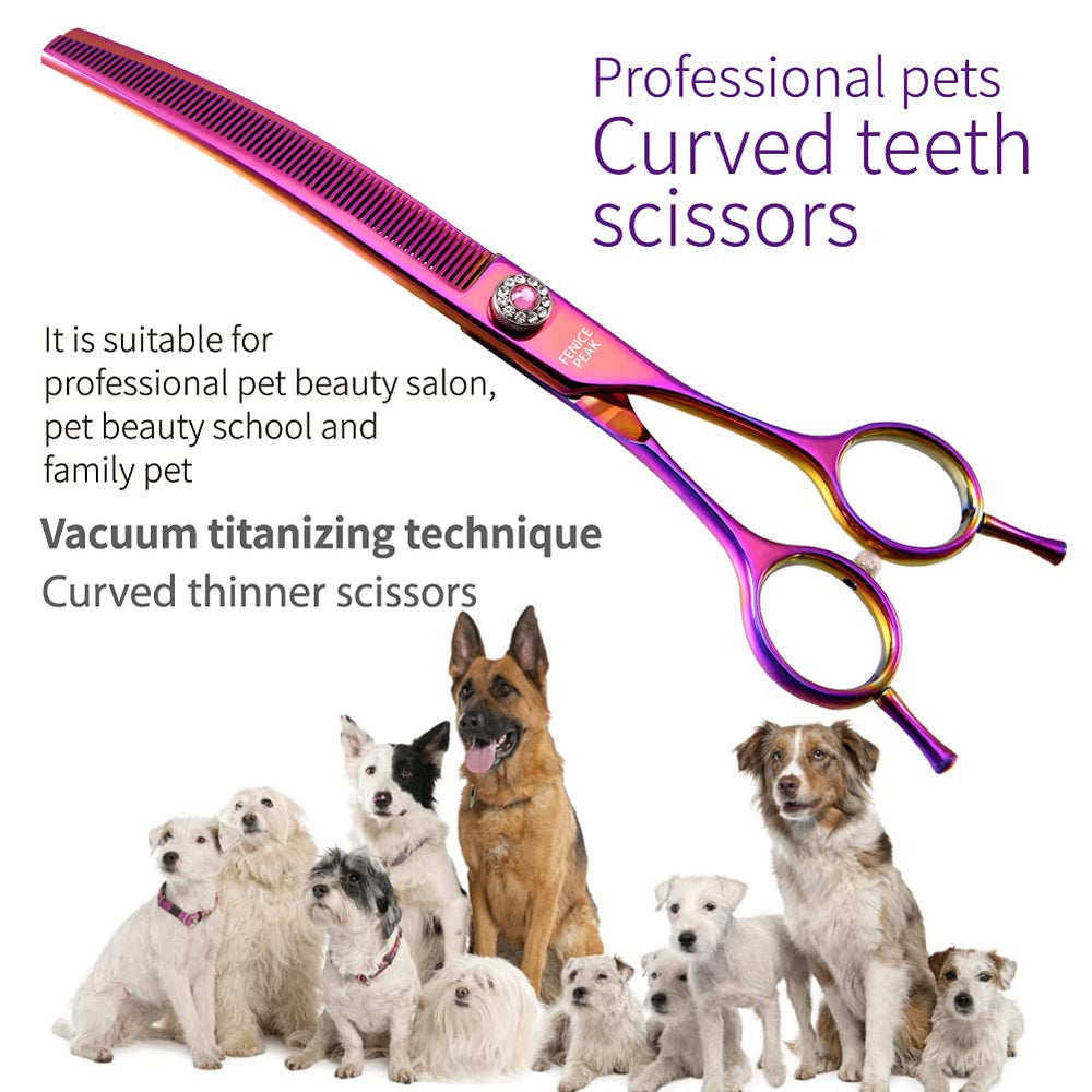 Fenice Peak 7in thinning scissors close-up blade highlighting ultra-sharp edge for fine cuts