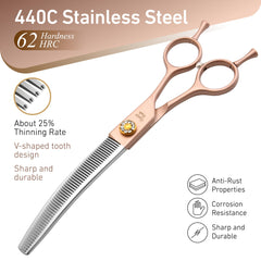 Fenice Peak curved thinner 7in rose-gold visual-2 smooths fur while maintaining comfortable hand feel