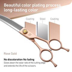 Fenice Peak curved thinner 7in rose-gold visual-3 professional-grade steel supports durability and reliable thinning