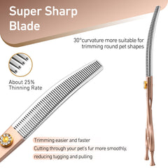 Fenice Peak curved thinner 7in rose-gold visual-4 ergonomic handle enhances control during grooming