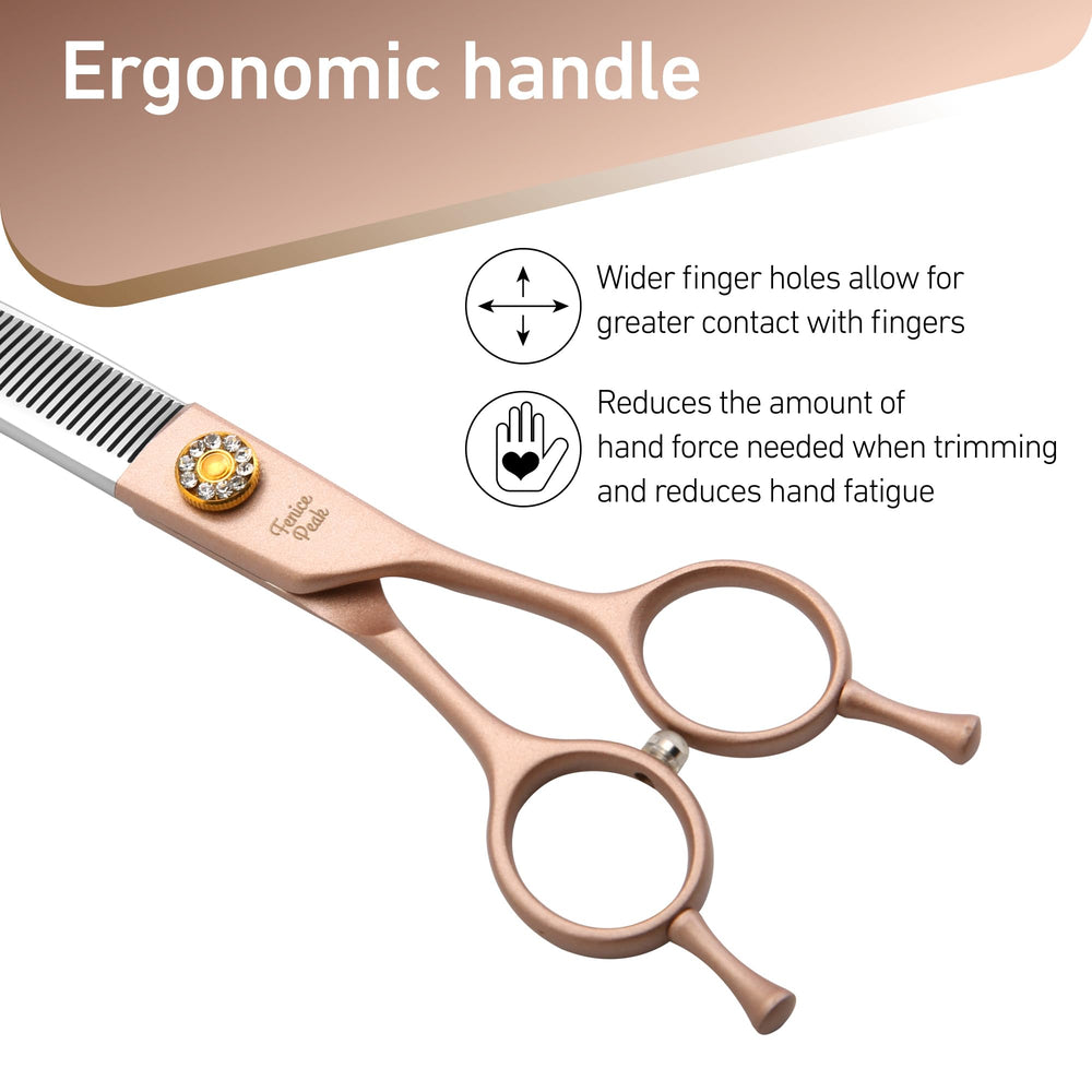 Fenice Peak curved thinner 7in rose-gold visual-5 sharp blades for salon-quality thinning