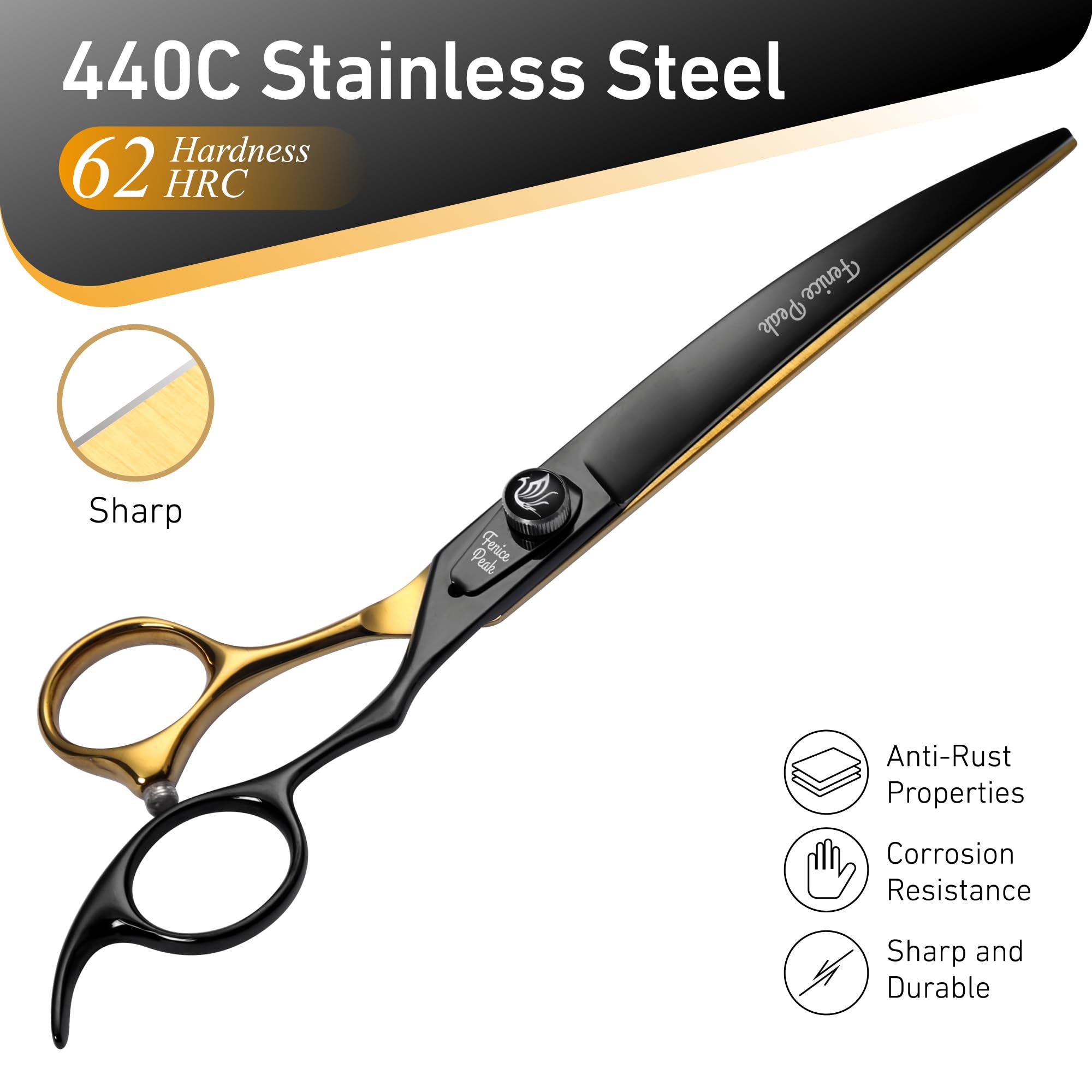 Fenice Peak gold-black two-tone design highlights branding during grooming.