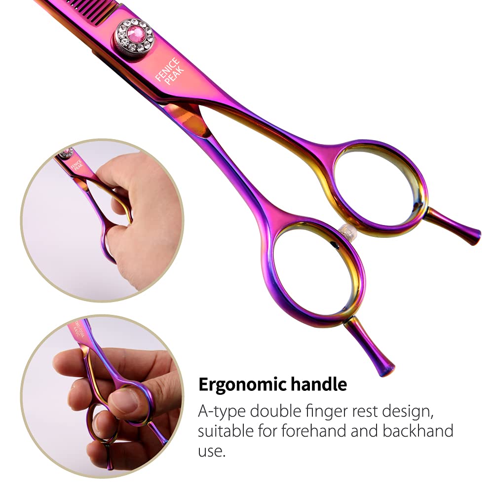 Fenice Peak thinning scissors precision cut highlighting fine texture control for blended coats