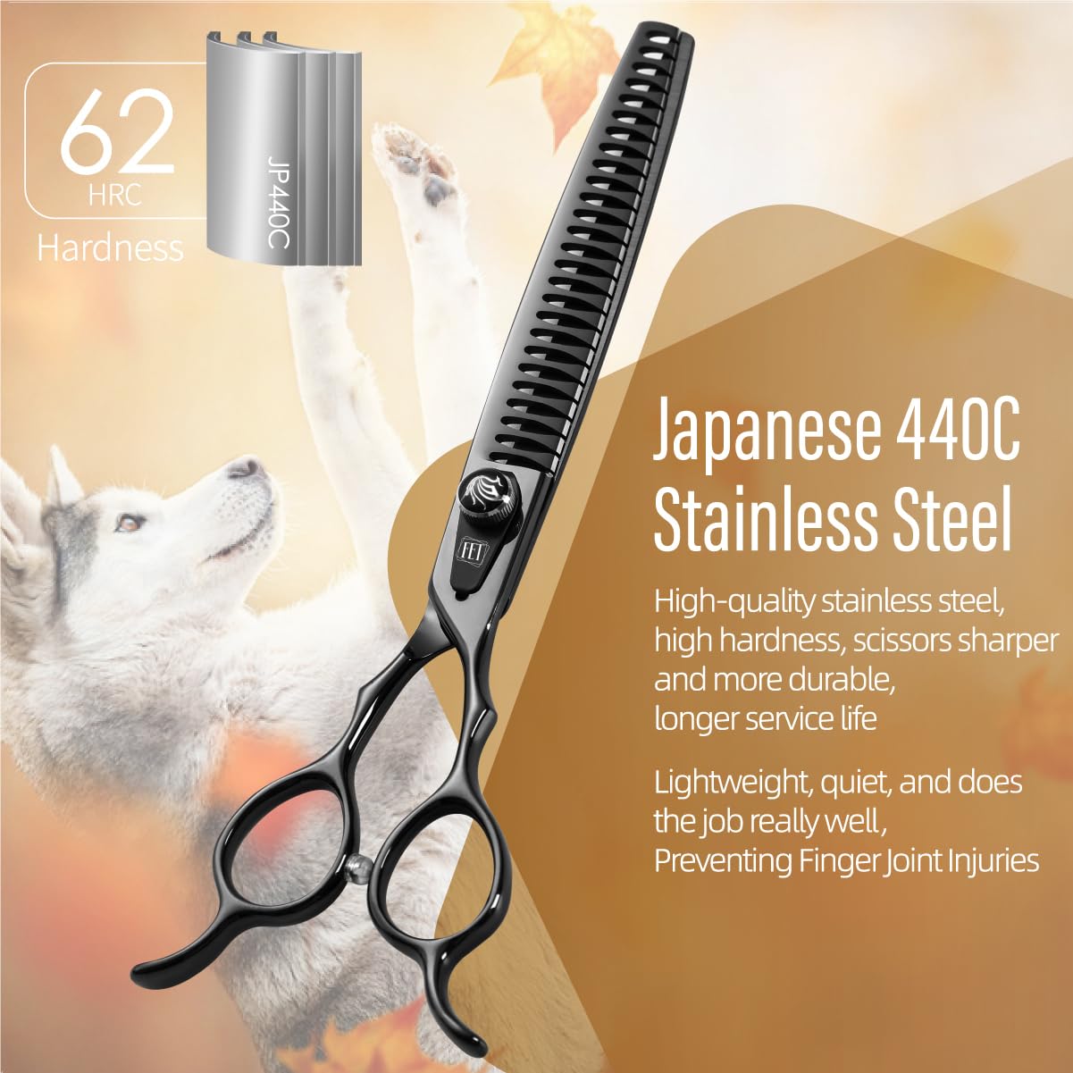 Fenice Totem 440C stainless steel blades deliver sharp, durable cuts for pets.