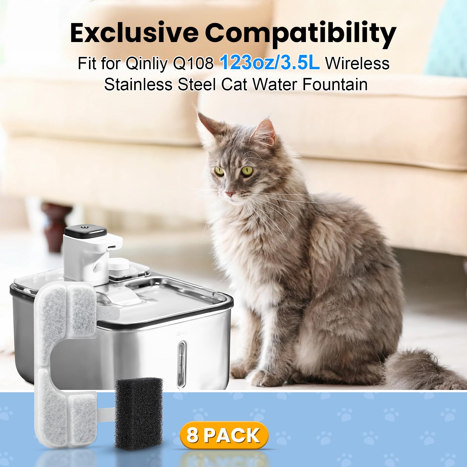 Fenkabs Qinliy Q108 replacement filters pack back view emphasizes easy identification and replacement