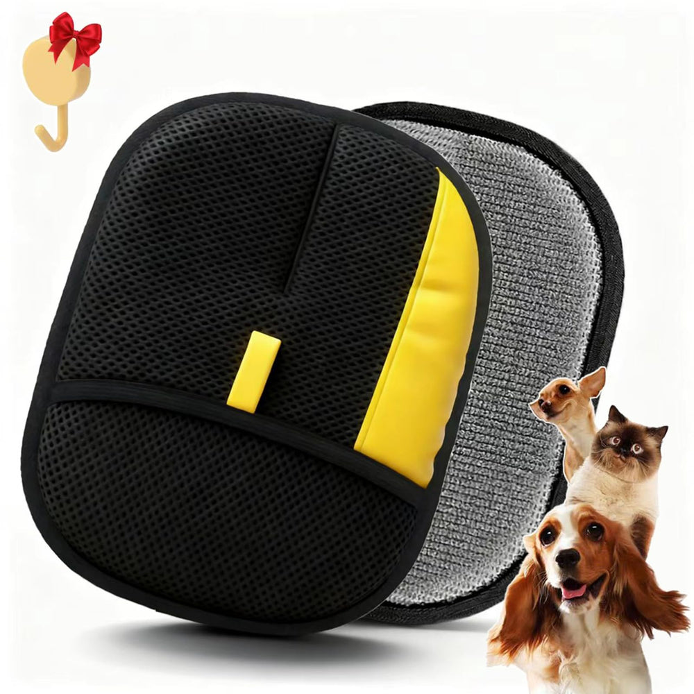 FENNIDICE pet hair glove on sofa, washable and reusable for quick cleaning.
