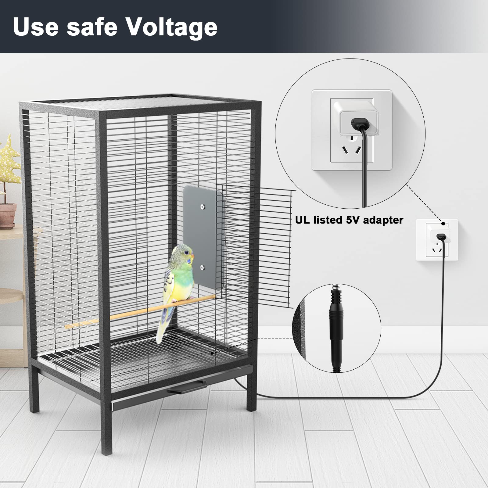 Fenocran Indoor Bird Heater Pad 4-5x7 size fits small to medium birds, easy placement.