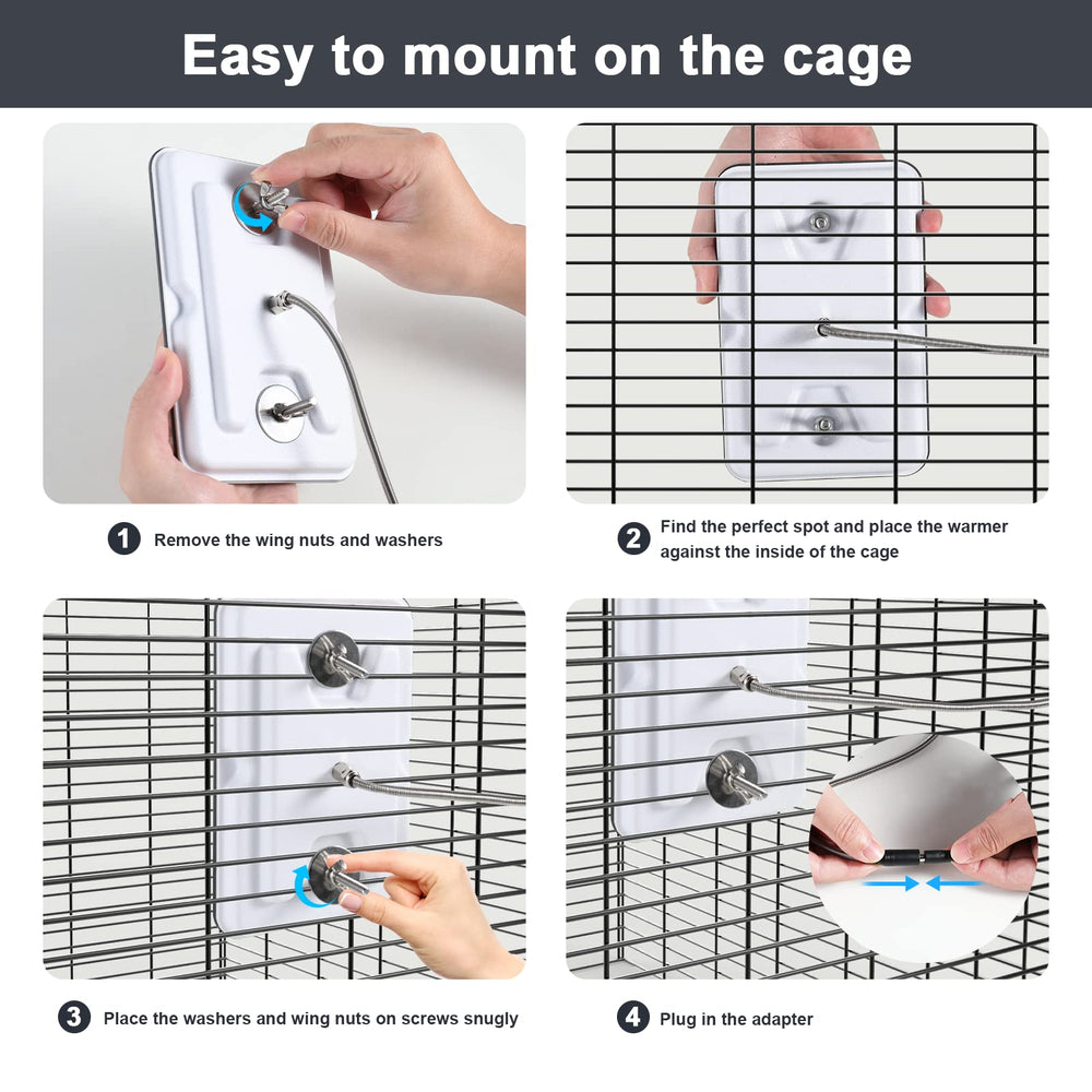 Fenocran Indoor Bird Heater Pad USB adapter demonstrates convenient, low-voltage power and protection.