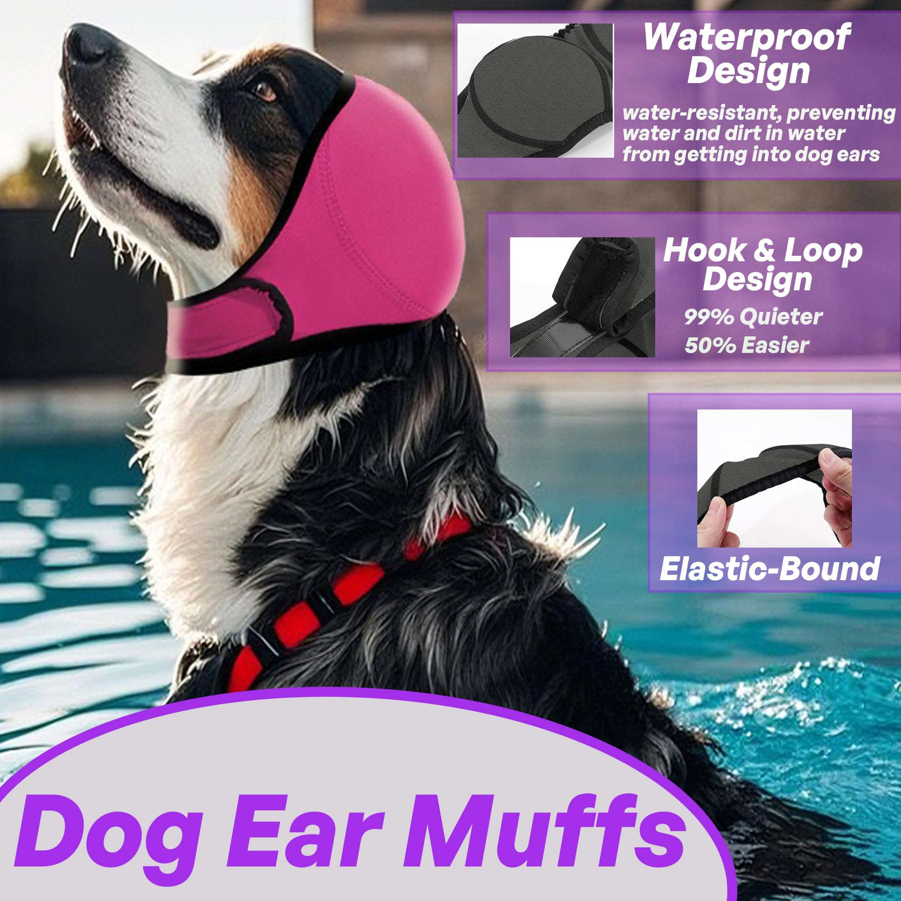 Fenyotech noise-reducing head wrap on dog offers secure comfort