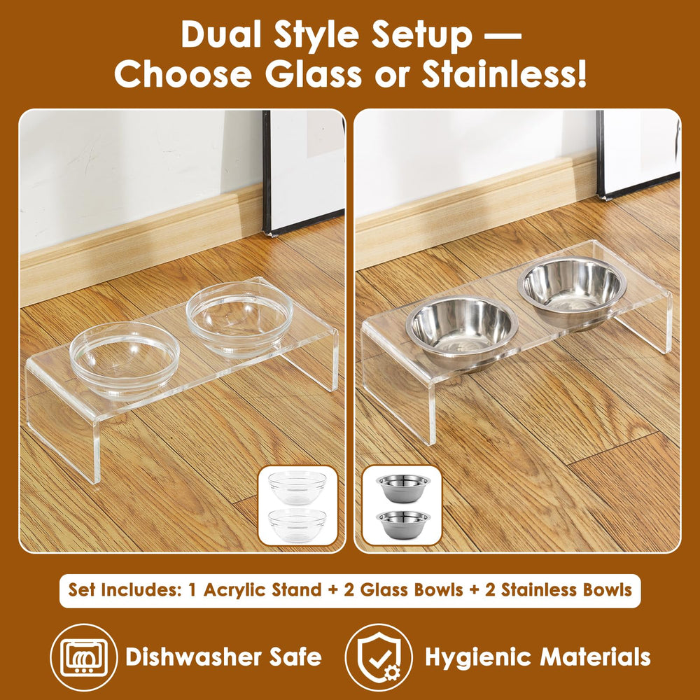 Feoyoho-clear-acrylic-stand shows a modern, durable feeding centerpiece.