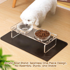 Feoyoho elevated bowls stand side view highlighting a stable, space-saving design