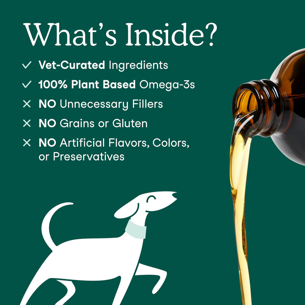 Fera Pets Algae Oil dog-meal-topper shows convenient top-dressing on meals.
