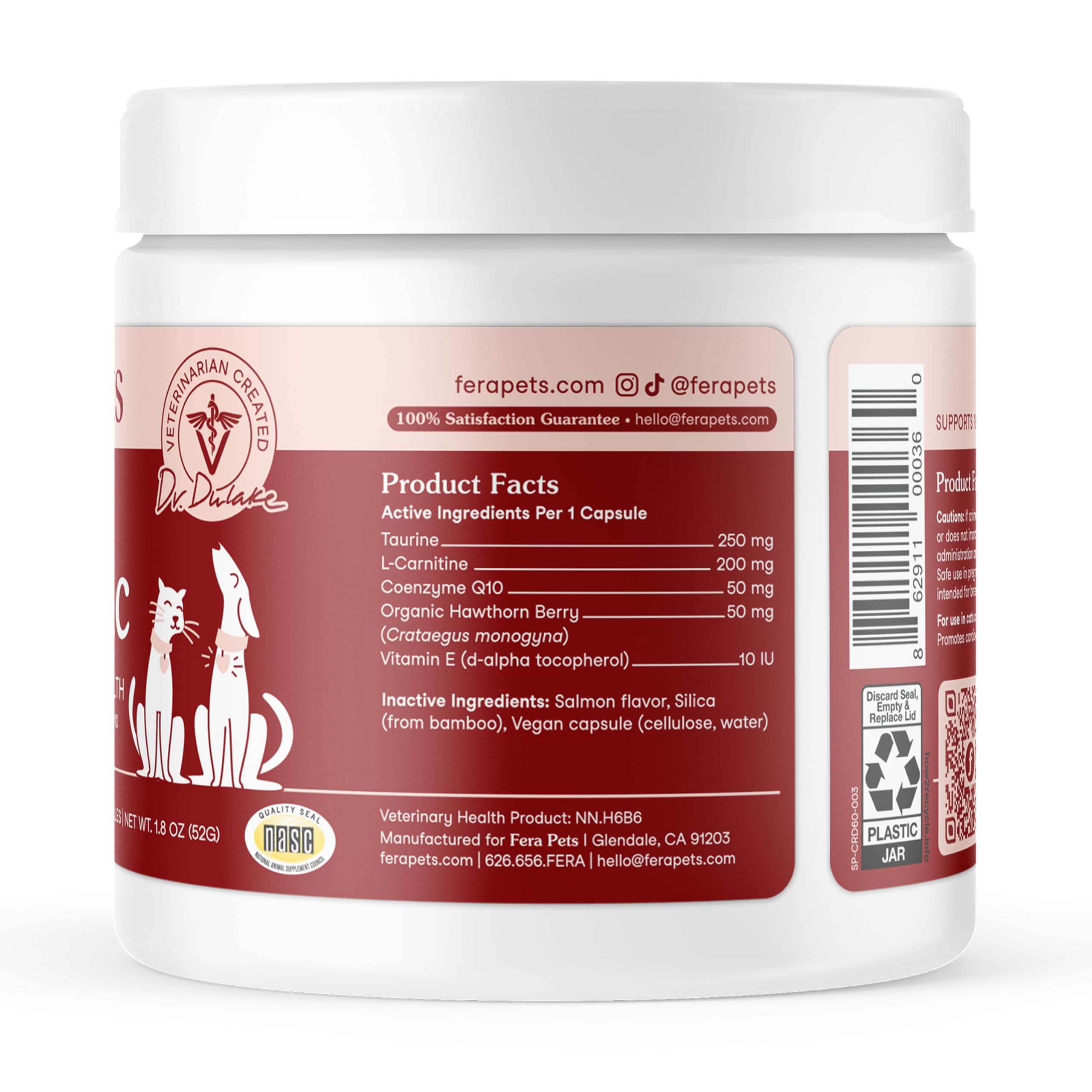 Fera Pets Cardiac Support serving-use demonstrates capsule can be opened or fed whole