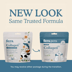 Fera Pets Collagen Powder measuring scoop showing easy dosing for cats and dogs