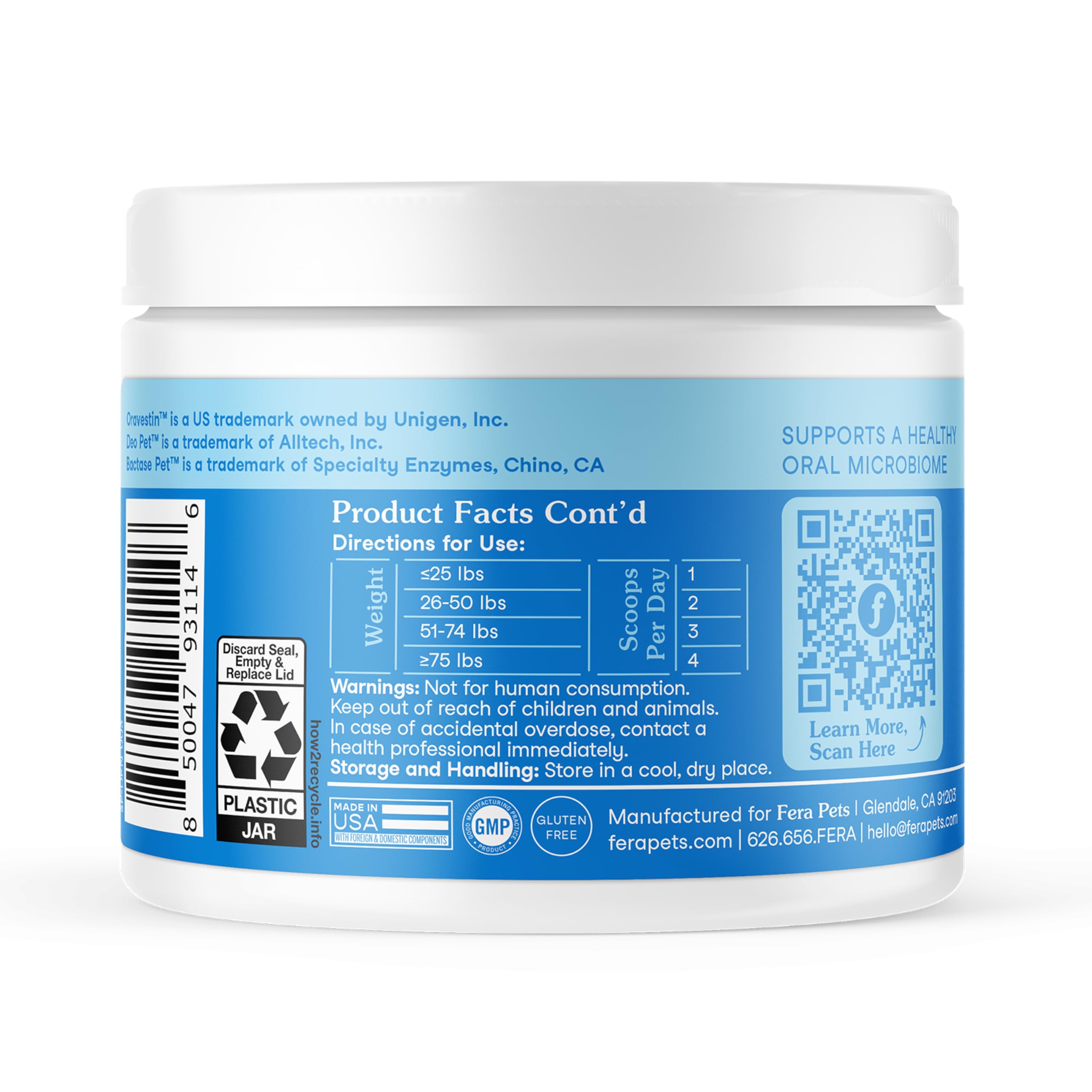 Fera Pets dental powder NASC-quality-seal close-up signals trusted oversight.