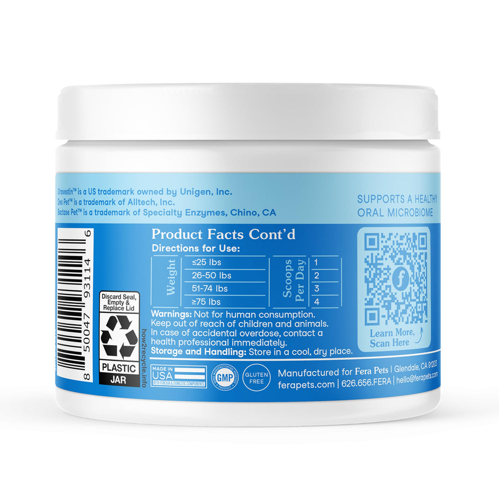 Fera Pets dental powder NASC-quality-seal close-up signals trusted oversight.