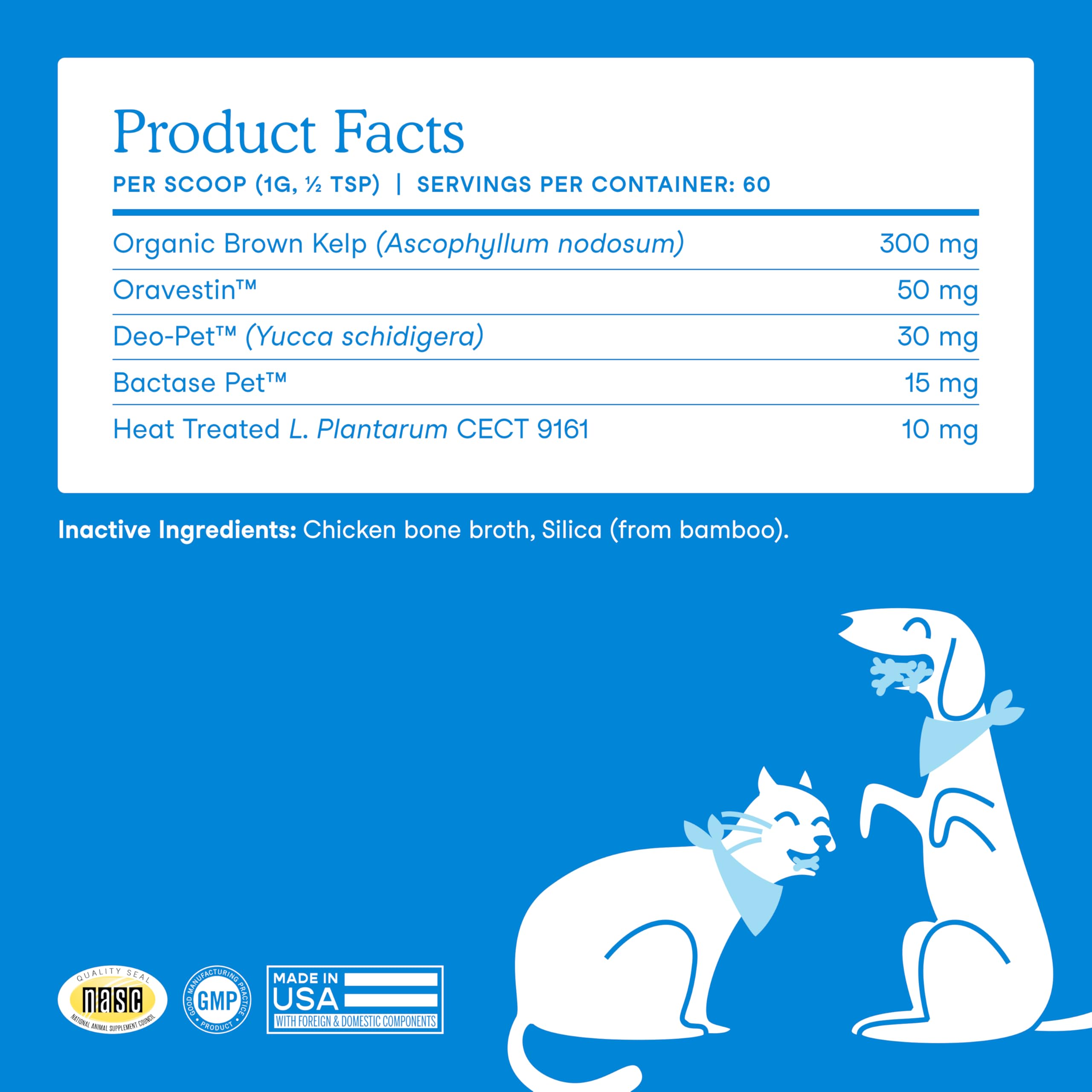 Fera Pets dental powder USA-made label signals quality and domestic production.