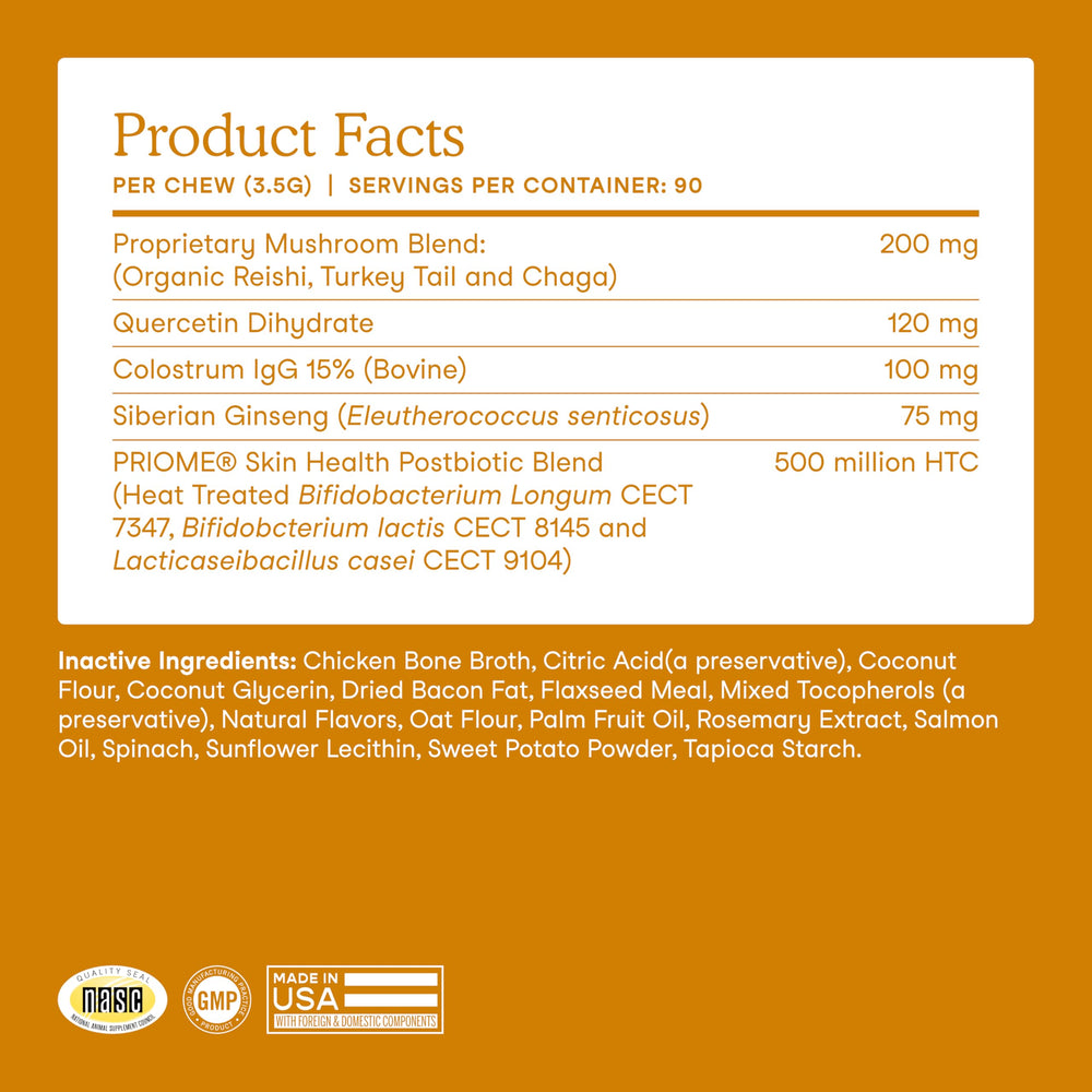 Fera Pets Dog Allergy Chews organic mushrooms illustration emphasizes premium ingredients