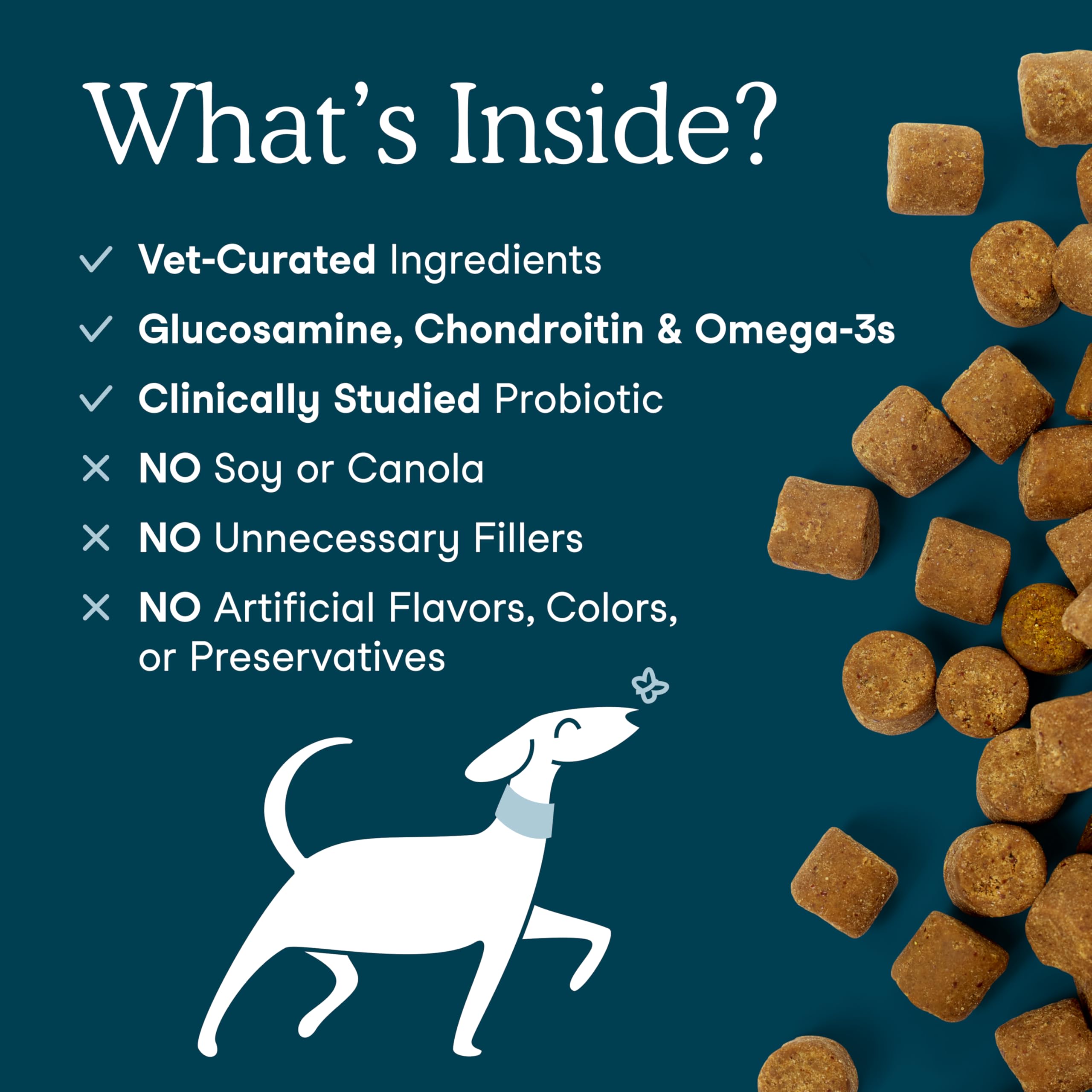 Fera Pets probiotics image shows Bacillus subtilis support for gut health.