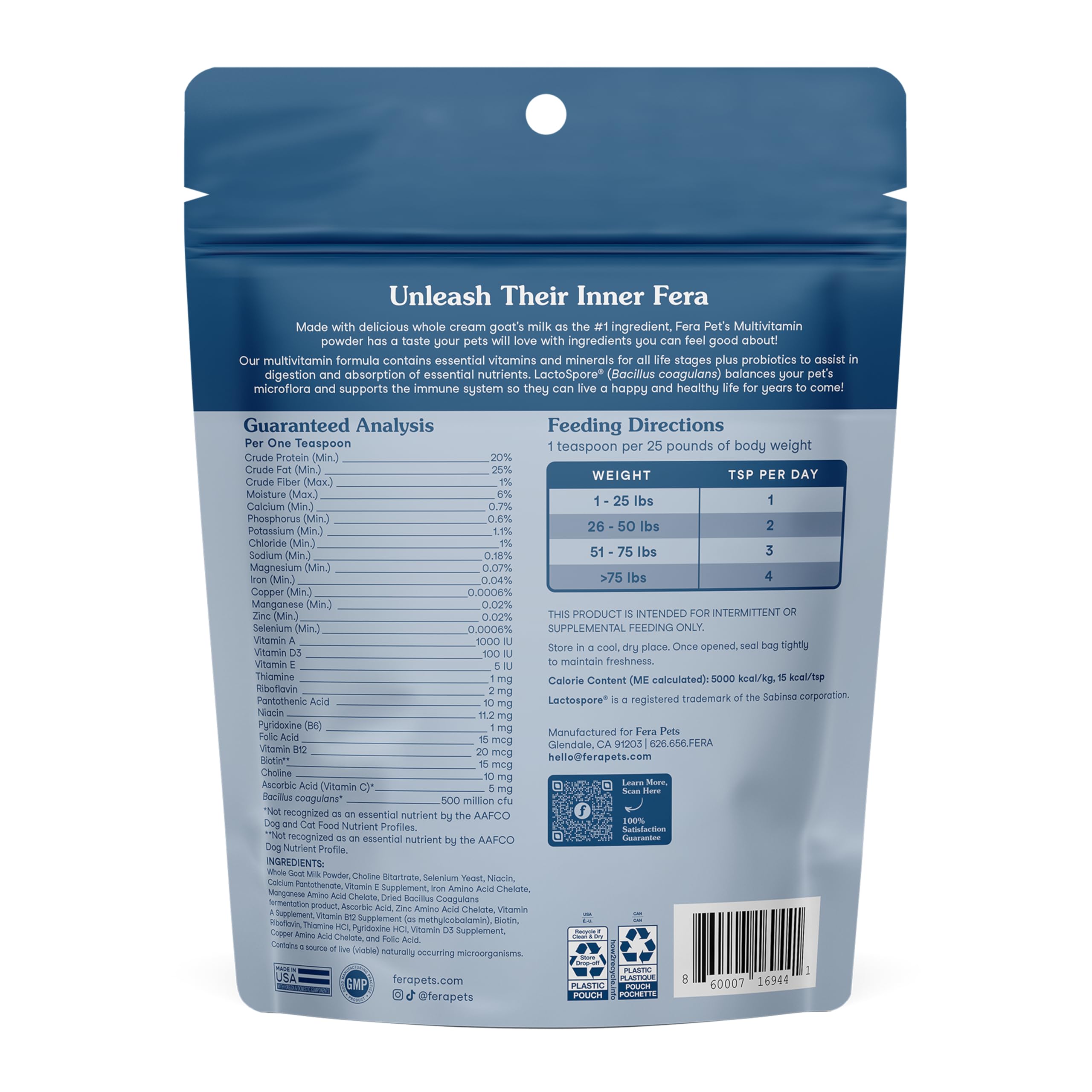 Fera Pets Goat Milk Topper serving image showing quick mix-in for meals.